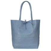 Geanta shopper din piele naturala DiAmanti Luisa Albastru Denim